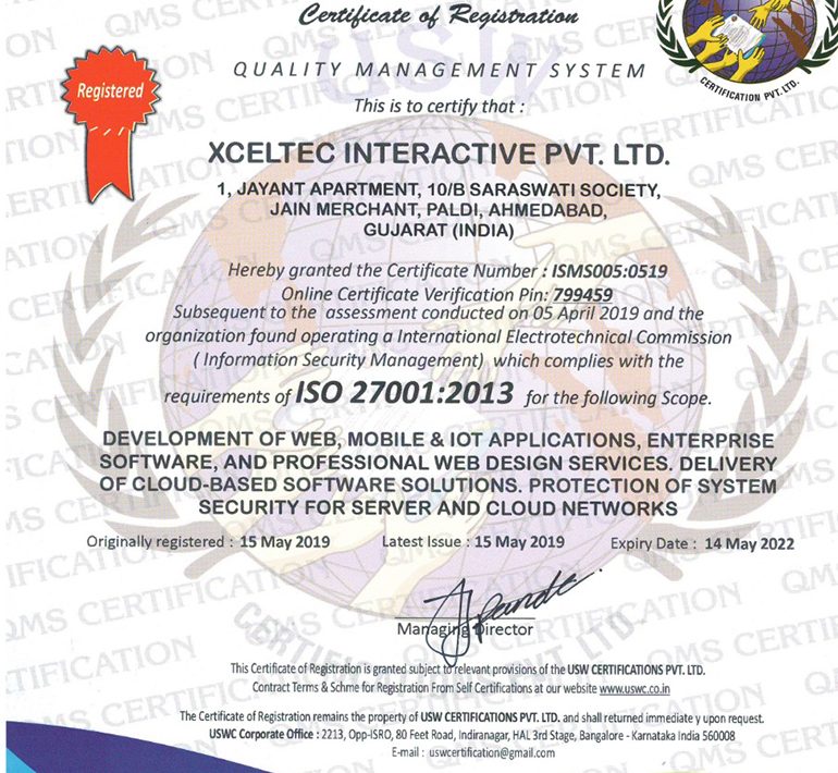 XcelTec – ISO 270012013 Certified Company XcelTec – ISO 270012013 Certified Company