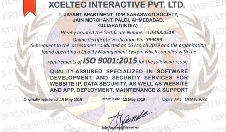 XcelTec – ISO 9001-2015 Certified Organization XcelTec – ISO 9001-2015 Certified Organization