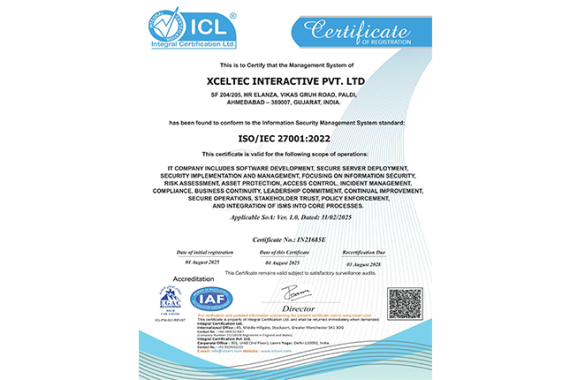 Xceltec ISO 27001:2022 Certification Renewal Announcement